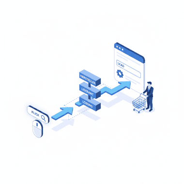 Illustration: the path from a search via a landing page to a business customer’s contact form