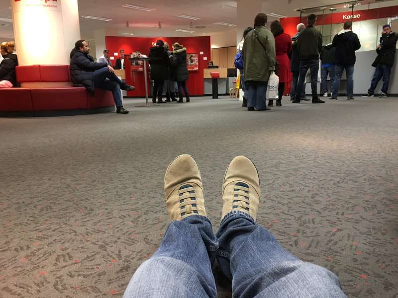 View from the floor of a bank branch in Hamburg during my comfort zone challenge