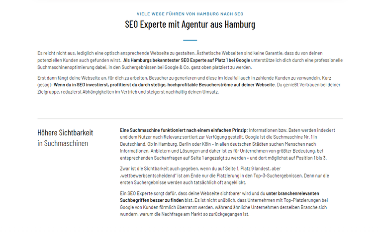 Excerpt from a German website with long, dense blocks of text, no images and little structure.