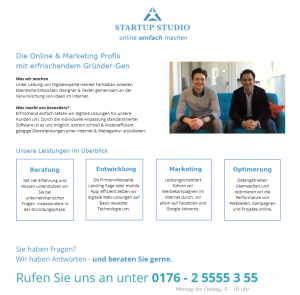 Startup Studio Screenshot Webseite