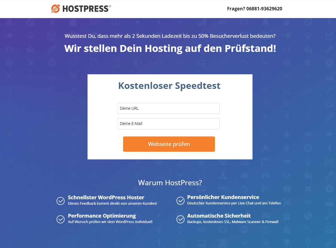 Landing Page für HostPress