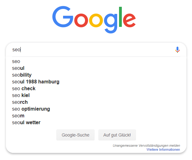 Mit SEO Keyword Tools & Suchbegriffs Planner ganz nach Oben - SEO Tipps vom Experten! - Hamed Farhadian Screenshot Google Suche SEO Autocomplete für Keyword Recherche